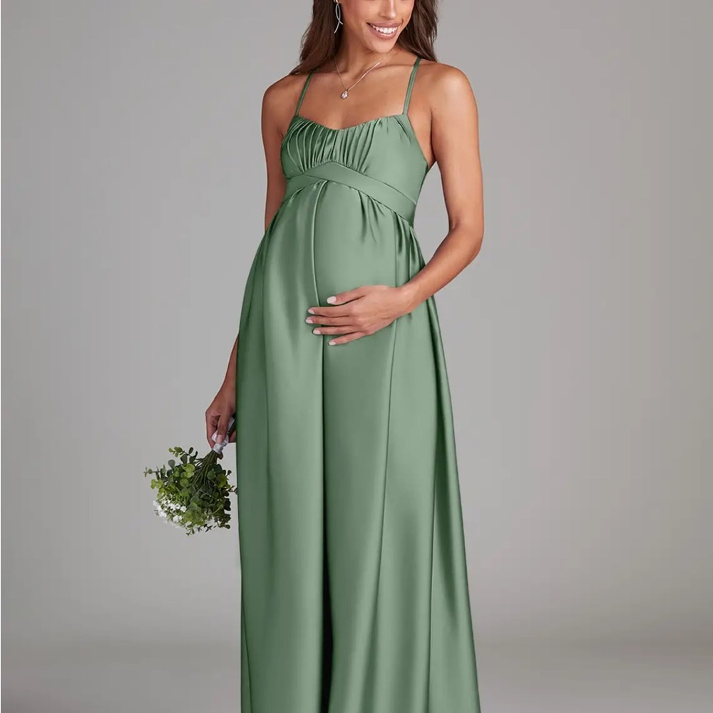 Azazie Green Maxi Maternity Dress